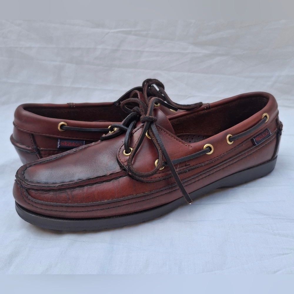 Sebago Dark Brown Leather Boat Shoes